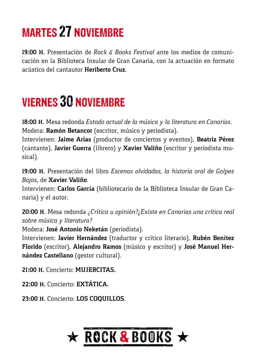 Llega «Rock and books» del 27 de noviembre al 8 de diciembre en Las Palmas de Gran Canaria // CanariasCreativa.com