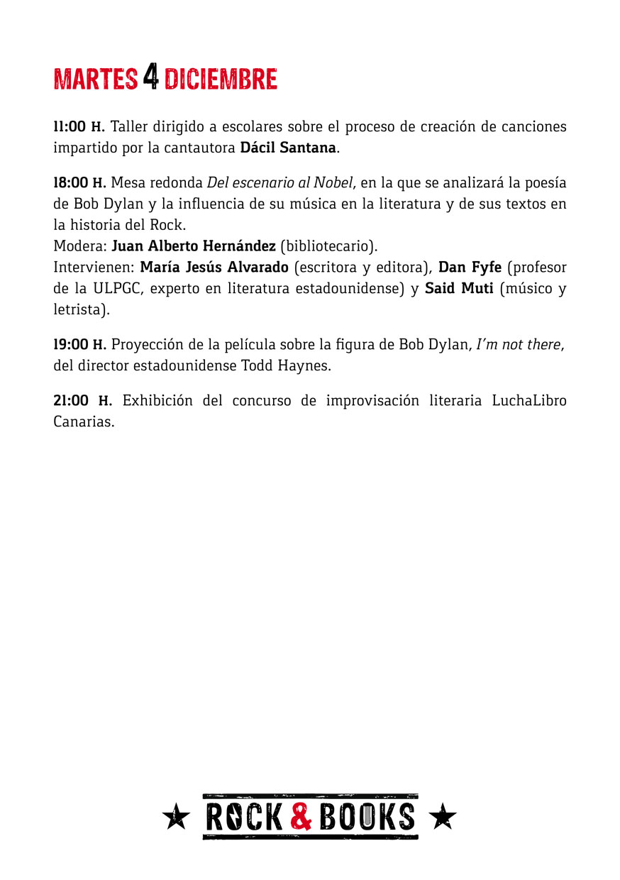 Llega «Rock and books» del 27 de noviembre al 8 de diciembre en Las Palmas de Gran Canaria // CanariasCreativa.com