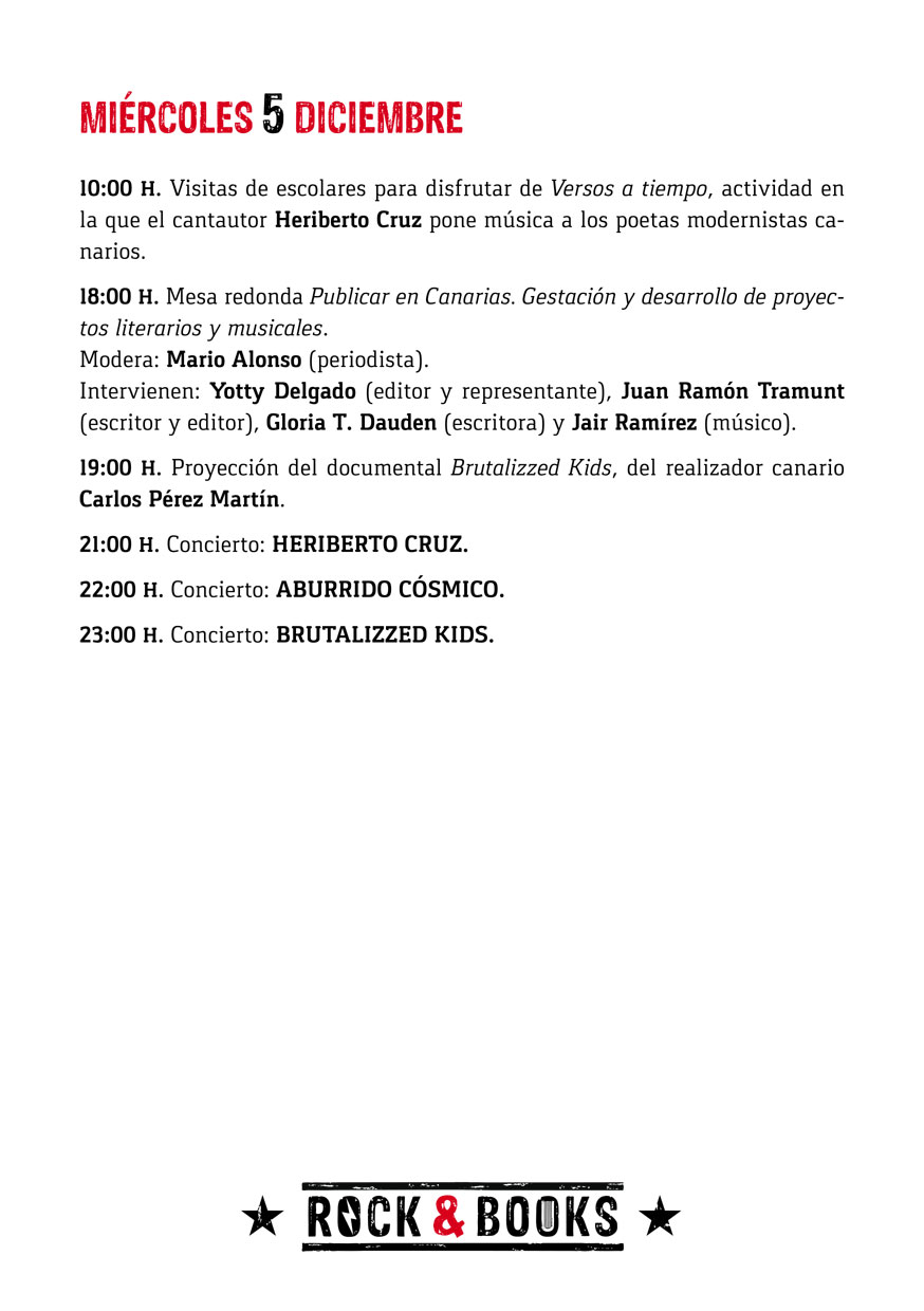 Llega «Rock and books» del 27 de noviembre al 8 de diciembre en Las Palmas de Gran Canaria // CanariasCreativa.com