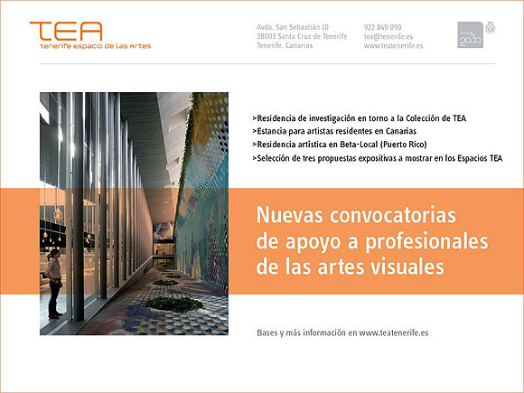 El Cabildo de Tenerife lanza a través de TEA Tenerife Espacio de las Artes cuatro convocatorias que impulsan la creación y la investigación // CanariasCreativa.com