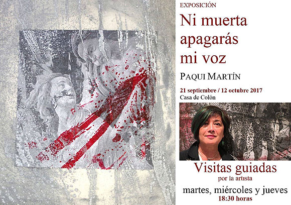 Paqui Martín pone imagen a los microrrelatos de 65 autoras canarias contra la violencia de género, en la Casa de Colón // CanariasCreativa.com
