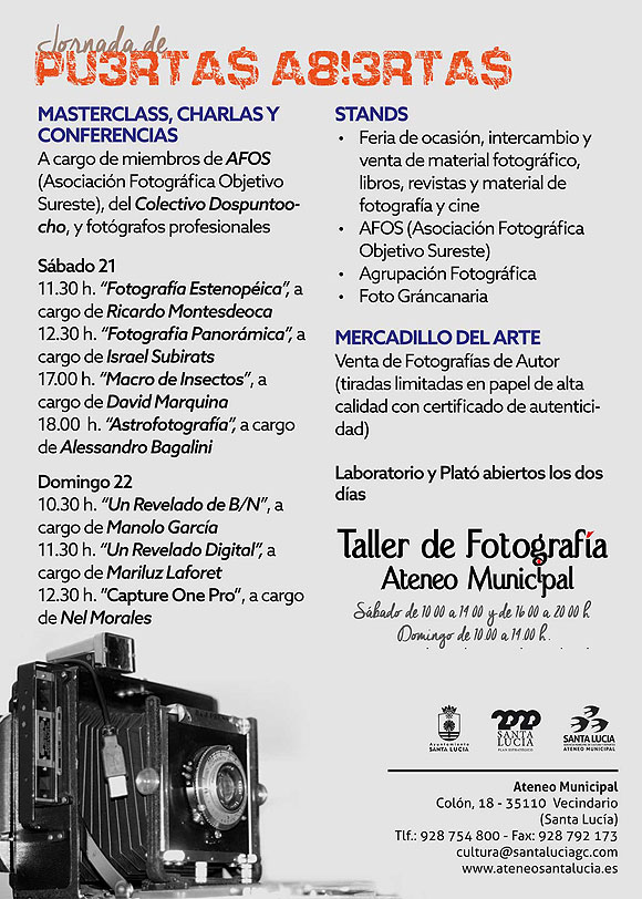 Este fin de semana, Jornada de Puertas Abiertas del Taller de Fotografía del Ateneo Municipal de Santa Lucía (GC) // CanariasCreativa.com