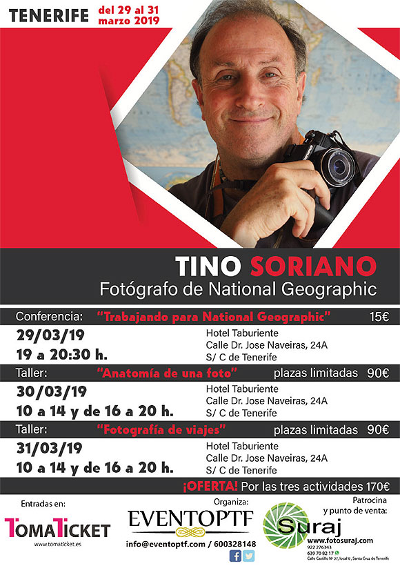 Tino Soriano, fotógrafo de National Geographic Society, dará una conferencia e impartirá sendos talleres a finales de marzo en Tenerife. // CanariasCreativa.com