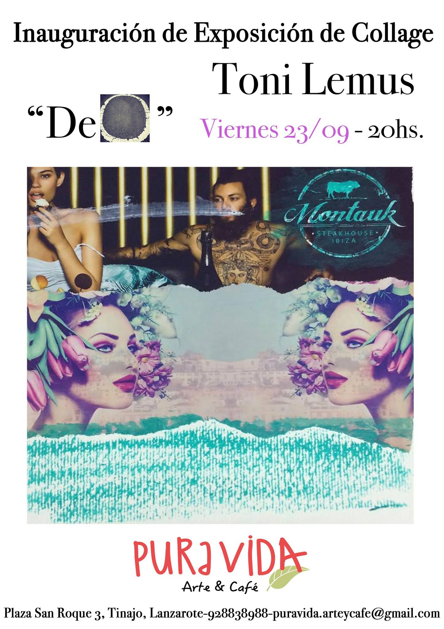 Pura vida arte & Café acoge una exposición de collages de Toni Lemus // CanariasCreativa.com