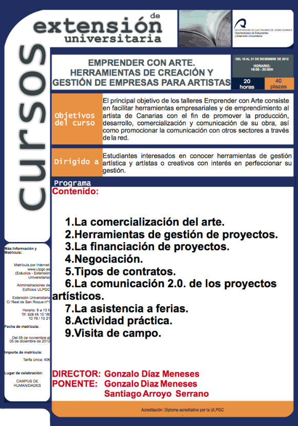 ULPGC Emprendeduría - Herramientas de Creación y Gestión de Empresas para artistas // CanariasCreativa.com